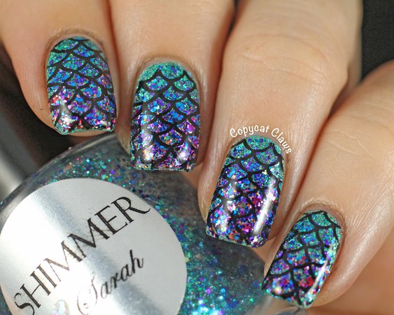 mermaid nails glitter