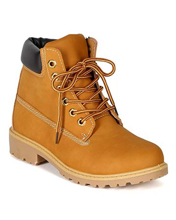 Amazon.com | Nature Breeze Womens Terrain Leatherette Multi Color Padded Collar Hard Toe Boot - Wheat, Wheat, 9 | Boots