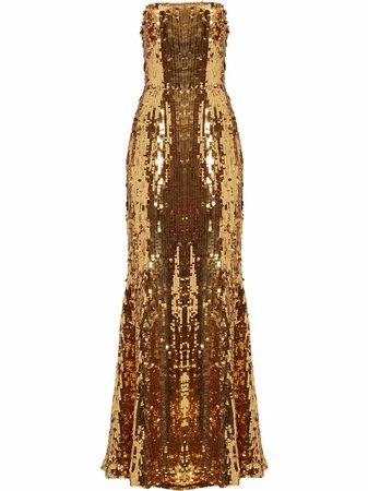 Carolina Herrera Sequinned Strapless Gown - Farfetch