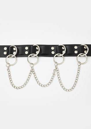 Kiki Riki O-Ring Chain Waist Belt - Black Silver | Dolls Kill