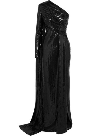 Elie Saab | One-sleeve draped sequined tulle gown | NET-A-PORTER.COM
