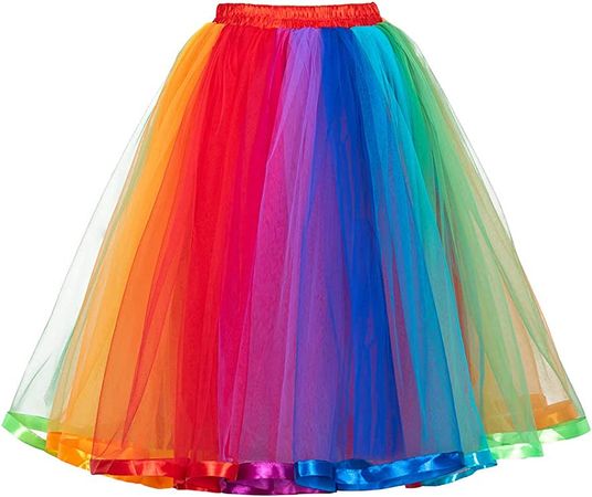 Amazon.com: MisShow Women's Colorful Rainbow Tutu Skirt 5 Layers Tulle Tutu Skirts High Waist Spectial Occasion Tulle Skirt Rainbow-Purple : Clothing, Shoes & Jewelry