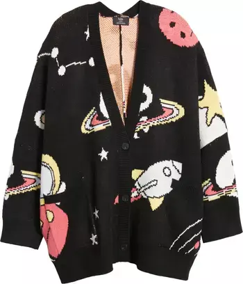 Dressed in Lala Outerspace Oversize Open Front Cardigan | Nordstrom