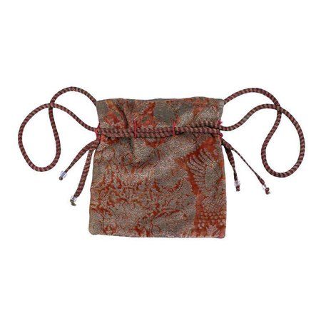Mariano Fortuny Pink Coral Stencilled Velvet Drawstring Bag For Sale at 1stDibs