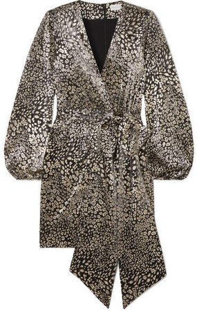 Vienna Wrap-effect Metallic Leopard-jacquard Mini Dress - Gold