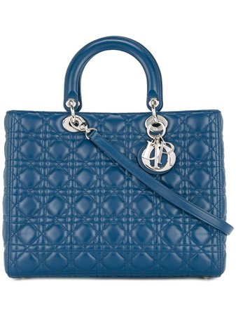 Blue Christian Dior Pre-Owned Lady Dior Cannage 2way Handbag | Farfetch.com