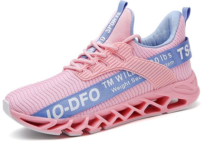 Amazon.com | FRSHANIAH Sneakers for Women Slip On Running Shoes Blade Tennis Walking Shoes Fashion Sneaker Gym Workout Shoes Pink Blue Size 6 | Walking