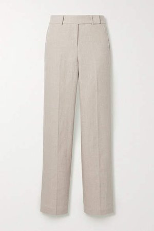 Linen Straight-leg Pants - Ecru