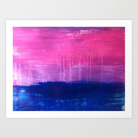Bisexual Flag: abstract acrylic piece in pink, purple, and blue #pridemonth Art Print by blushingbrushstudio | Society6