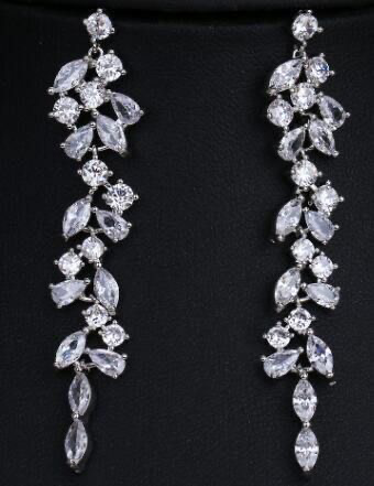 large silver leaf dangle earrings