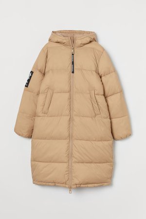 Long Puffer Jacket - Light beige - | H&M US