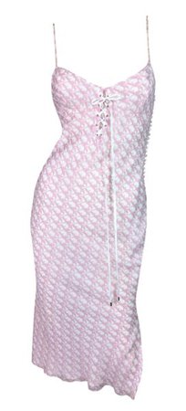 NWT F/W 2000 Christian Dior Pink Monogram Logo Silk Tie Dress | My Haute Wardrobe