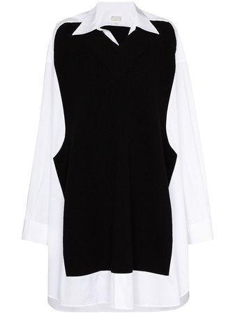 white & black Maison Margiela panelled shirt dress