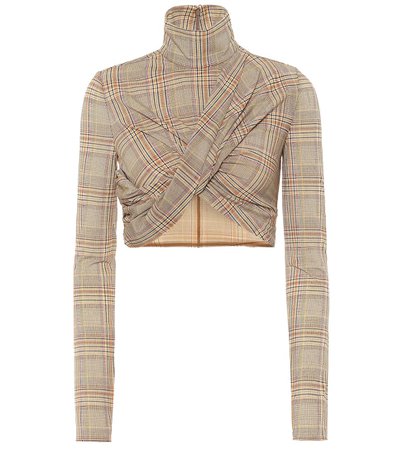 Burberry - Checked turtleneck cropped top | Mytheresa