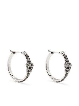 Alexander McQueen Skull crystal-embellished Hoop Earrings - Farfetch