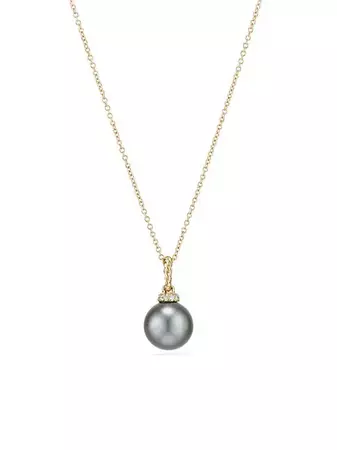 Shop David Yurman Solari Pendant Necklace with Tahitian Grey Pearl & Diamonds in 18K Yellow Gold | Saks Fifth Avenue