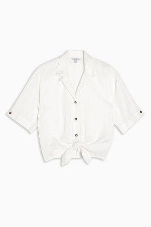 White Casual Knot Front Shirt | Topshop