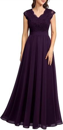 Amazon.com: Dressystar 0050 V Neck Sleeveless Lace Bridesmaid Dress Wedding Party Gown S Grape : Clothing, Shoes & Jewelry