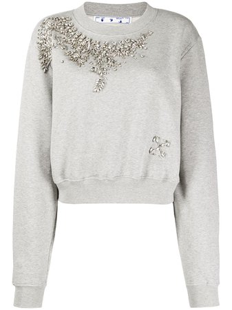 Off-White Swarovski embellished cropped sweatshirt - FARFETCH