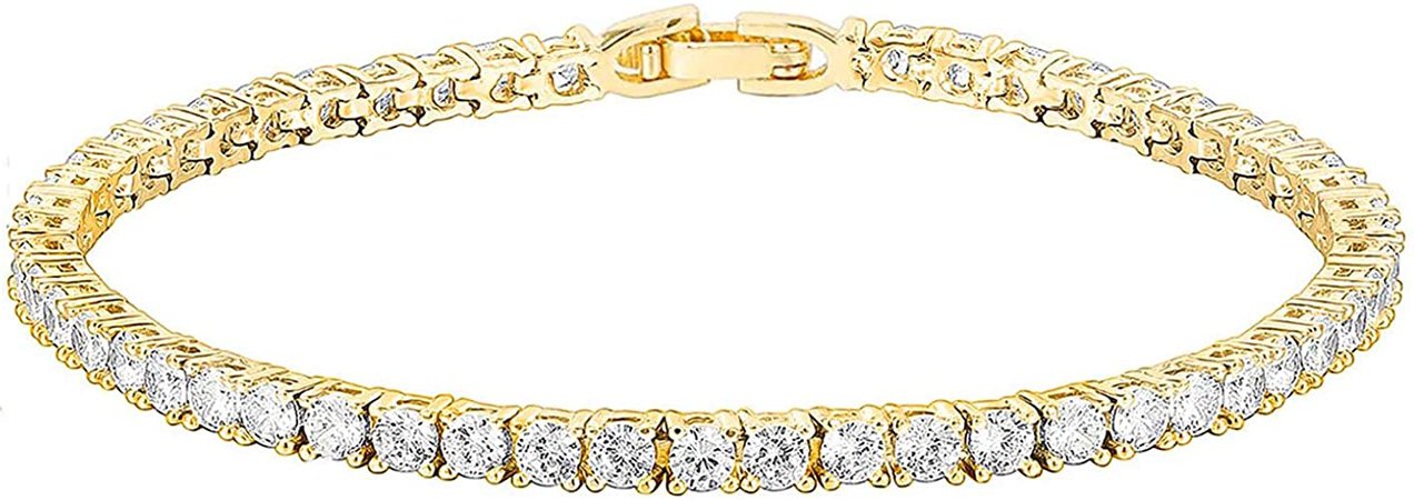 Amazon.com: PAVOI 14K Gold Plated Cubic Zirconia Classic Tennis Bracelet | Yellow Gold Bracelets for Women | 6.5 Inches: Clothing, Shoes & Jewelry