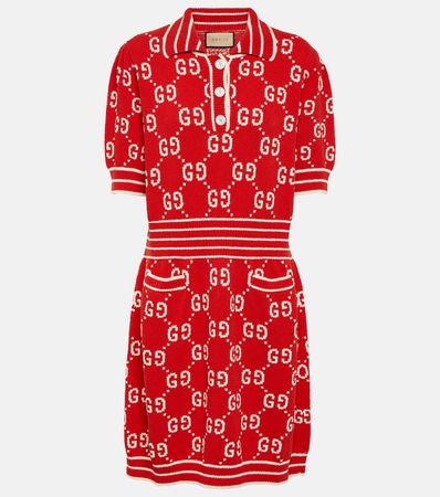 Maxi GG Cotton Blend Minidress in Red - Gucci | Mytheresa