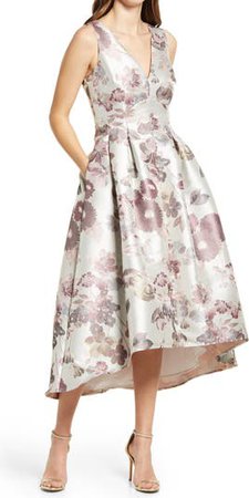 Metallic Floral Jacquard High/Low Dress | Nordstrom