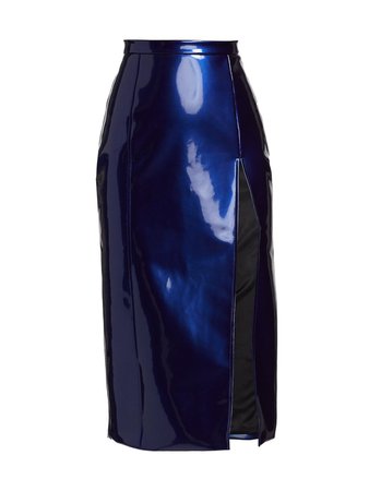 LaQuan Smith Faux Patent Leather Pencil Skirt