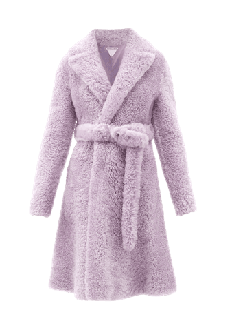 BOTTEGA VENETA Triangle-stitched belted shearling coat