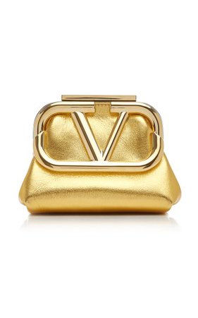 Valentino Garavani Supervee Metallic Leather Mini Clutch By Valentino | Moda Operandi