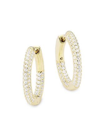 Shop Adina's Jewels 14K-Gold-Plated & Cubic Zirconia Slim Huggie Hoop Earrings | Saks Fifth Avenue
