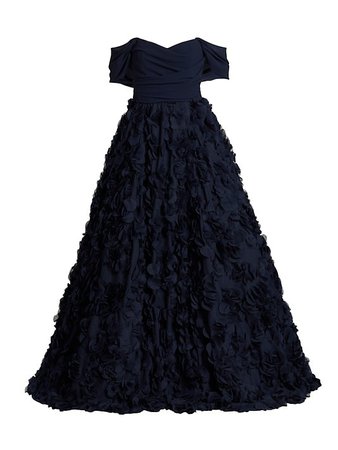 Shop Amsale Floral-Embellished Fit & Flare Chiffon Gown | Saks Fifth Avenue