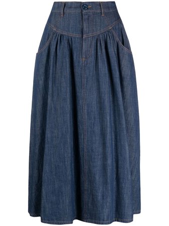 Shop blue See by Chloé denim midi skirt with Express Delivery - Farfetch