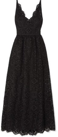 Cotton-blend Broderie Anglaise Maxi Dress - Black