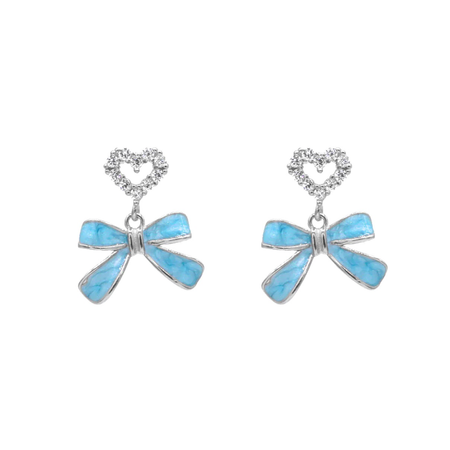 light blue bow earrings