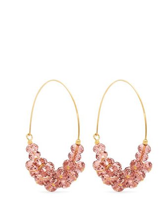 Isabel Marant Rosewood Bead-Embellished Hoop Earrings In Pink | ModeSens
