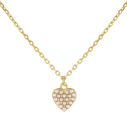 Imitation Pearl Heart Pendant Necklace