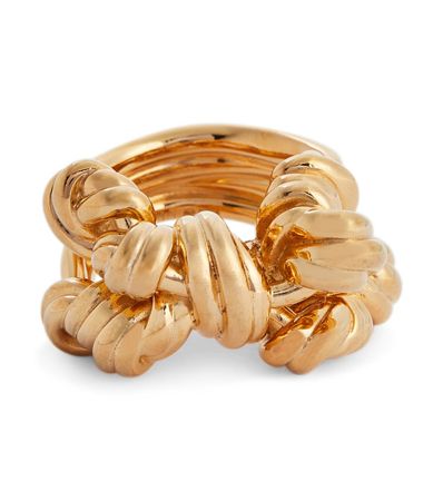 Bottega Veneta - Knotted 18kt gold-plated ring | Mytheresa