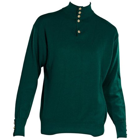 Chanel Green Vintage Chanel Cashmere Sweater For Sale at 1stdibs
