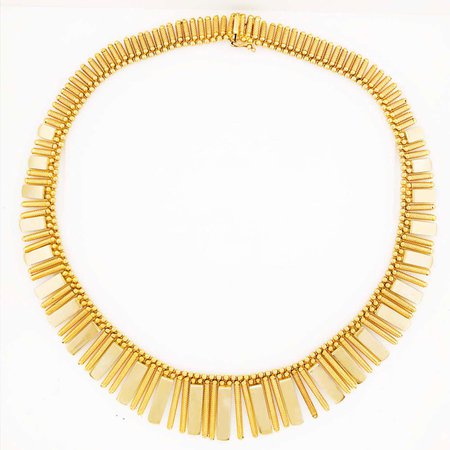 Gold Choker Collar Necklace, 18 Karat Gold Textured Gold Links Custom Jewelry For Sale at 1stDibs