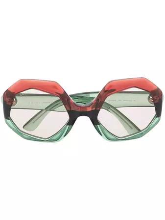 Gucci Eyewear two-tone geometric-frame Sunglasses - Farfetch