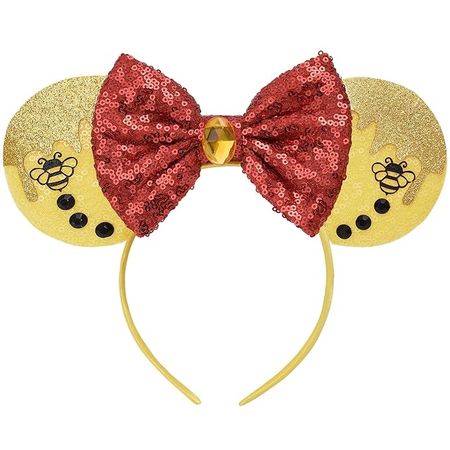 Amazon.com: Eisyaa Yellow Winnie Minnie Ears Red Bow Headbands, Sequin Mickey Ears Headband Mouse Ears Princess Decoration Cosplay Costume (Winnie/Yellow) : Clothing, Shoes & Jewelry
