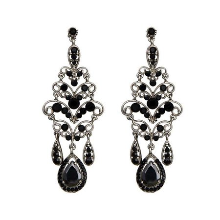 60's chandelier earrings black - Google Search