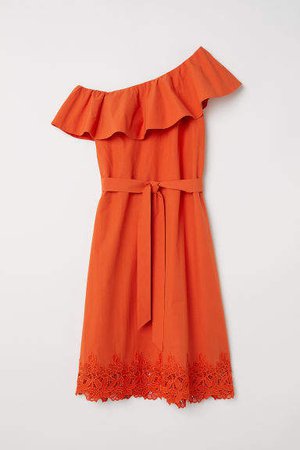 One-shoulder Dress - Orange