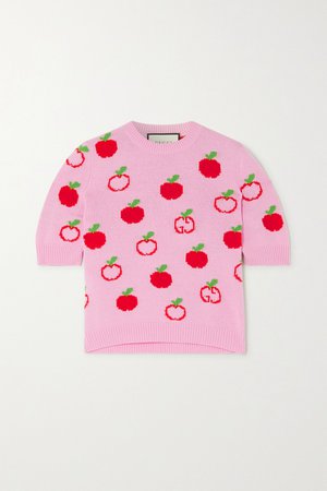 Pink Wool-jacquard sweater | Gucci | NET-A-PORTER