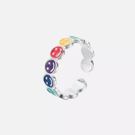 Rainbow Smile Kidcore Ring - Aesthetic Clothes Shop