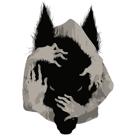 Black wolf head