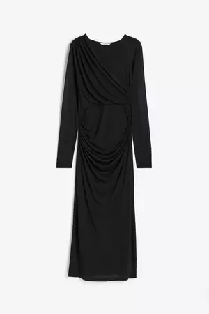 Draped jersey dress - Black - Ladies | H&M