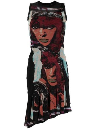 Jean Paul Gaultier Pre-Owned 1990s graphic-print Asymmetric Sleeveless Dress - Farfetch