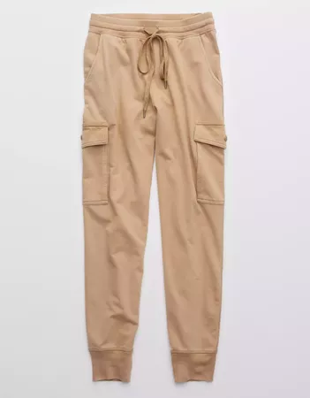 Aerie Sunwashed Cargo Jogger tan