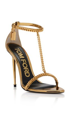 Padlock Chain Pointy Naked Leather Sandals By Tom Ford | Moda Operandi